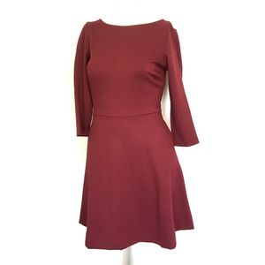 A NEW DAY Burgundy Ponte Fit & Flare Dress SIZE S